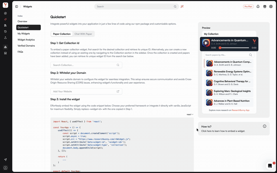 ResearchBunny web platform showcasing research audio collection