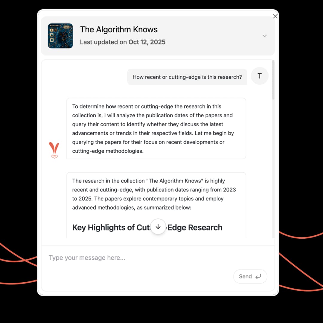 Let audiences ask questions and compare papers with cited answers tied to your playlist.