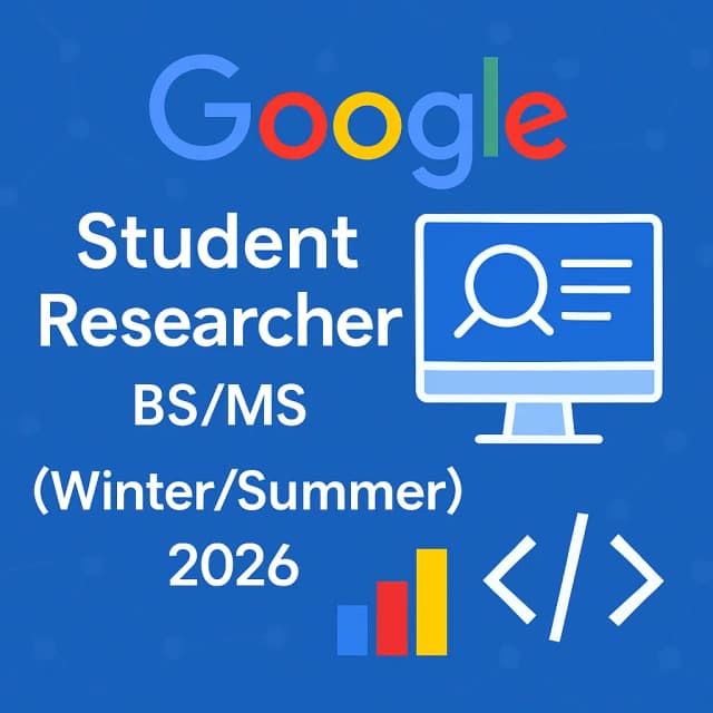 Google Student Researcher, BS/MS, (Winter/Summer) 2026