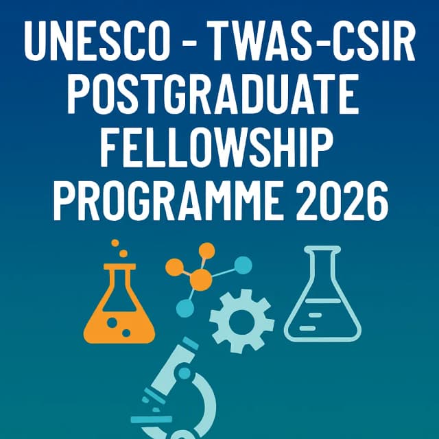 UNESCO - TWAS-CSIR Postgraduate Fellowship Programme 2026