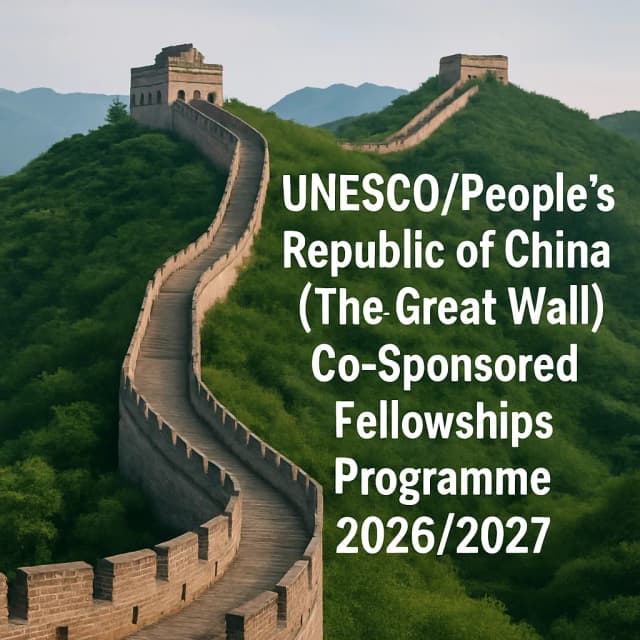 UNESCO/People’s Republic of China (The Great Wall) Co-Sponsored Fellowships Programme 2026/2027