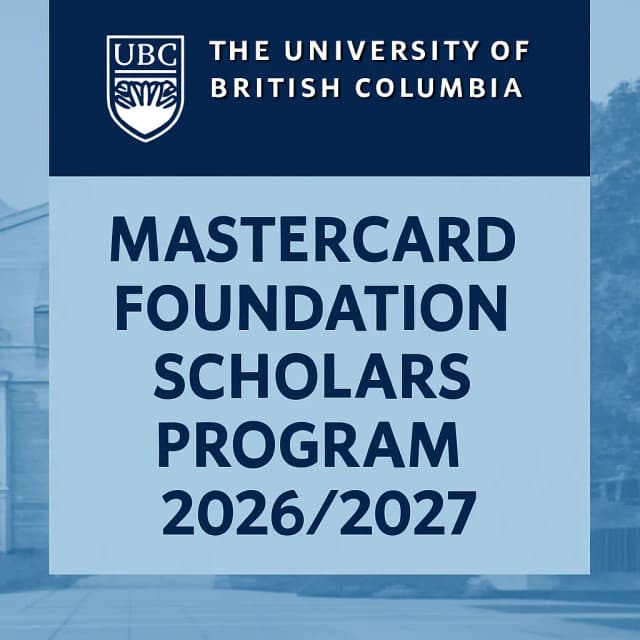 University of British Columbia Mastercard Foundation Scholars Program 2026/2027