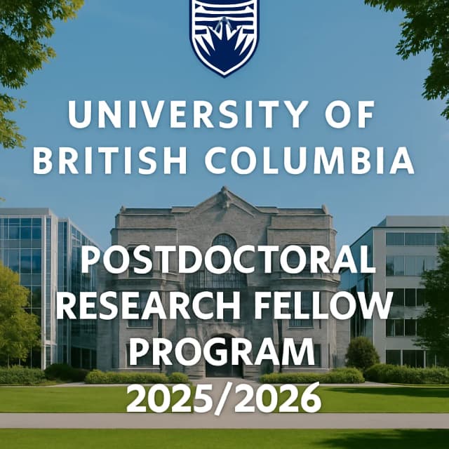 University of British Columbia Postdoctoral Research Fellow Program 2025/2026