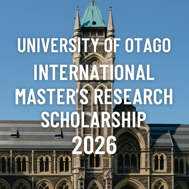 University of Otago International Master's Research Scholarship 2026