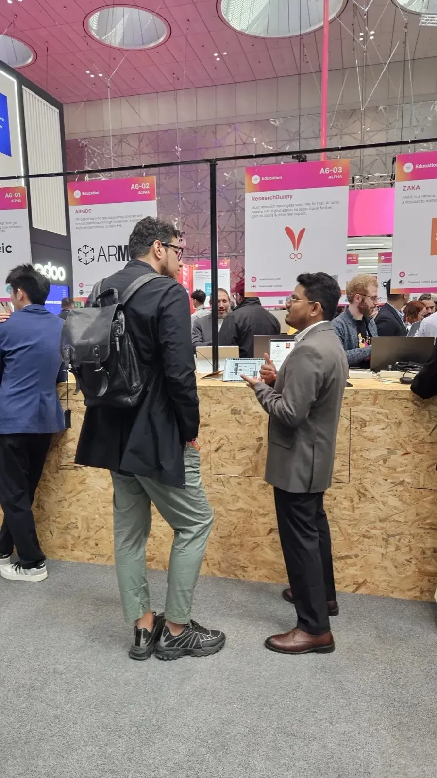 Khagesh, co-founder, mid-flow at the booth